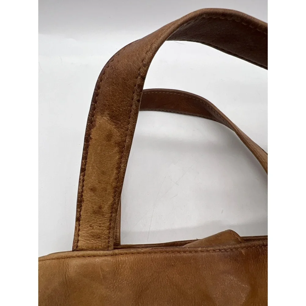 Boho Y2K Fossil Genuine Leather Handbag Satchel Tan Cognac minimalist, everday - Picture 3 of 12